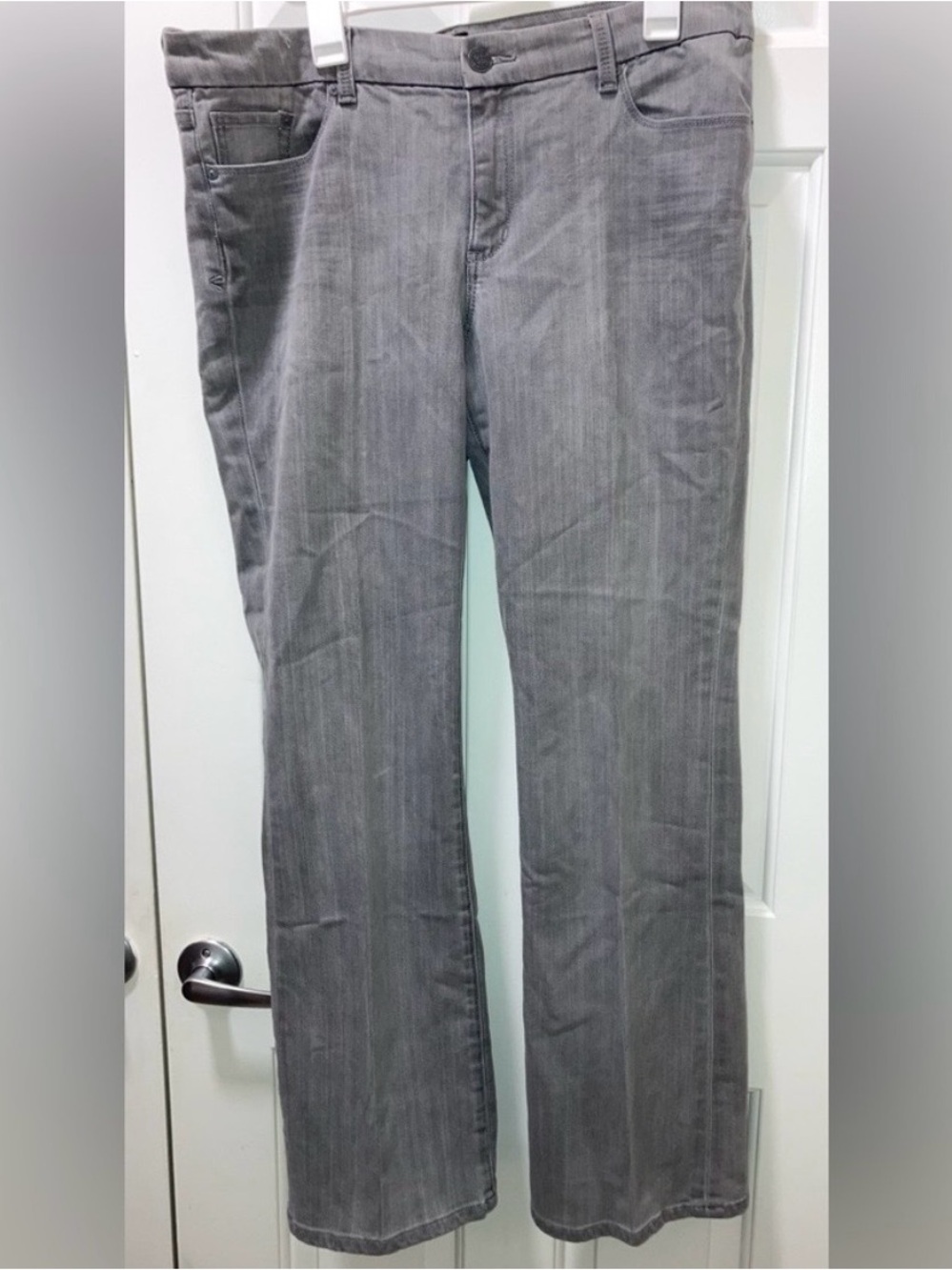 Seven 7 Jeans Womens Gray Denim Boot Cut Embroidered Pockets Mid Rise Size 16